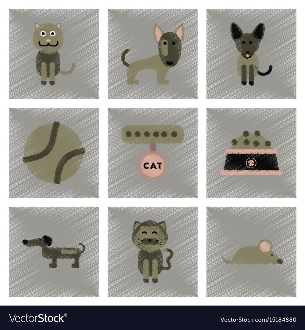 Assembly flat shading style icons pets