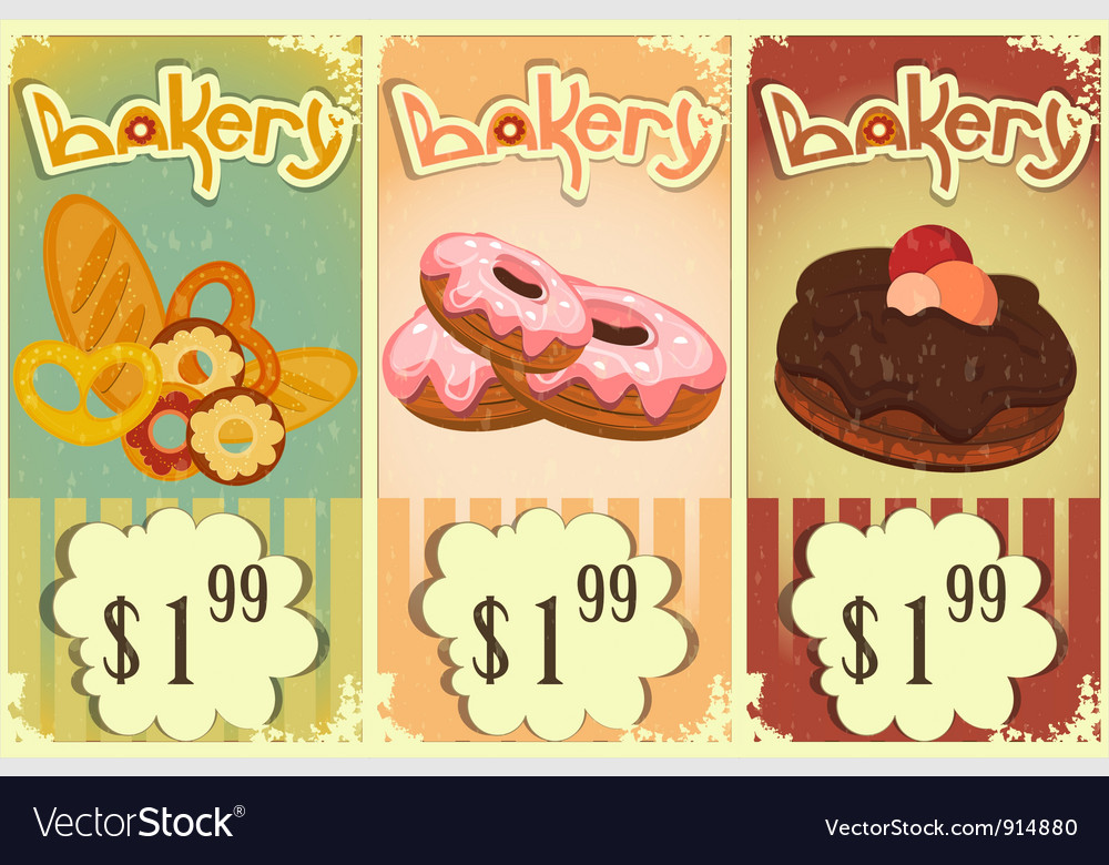 Bakery Price Tags Vintage Royalty Free Vector Image