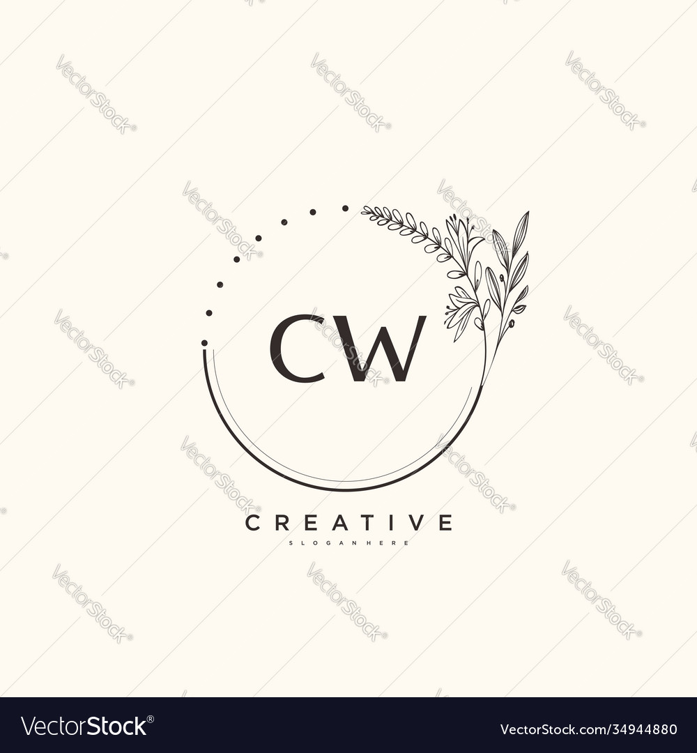 Cw beauty initial logo art handwriting