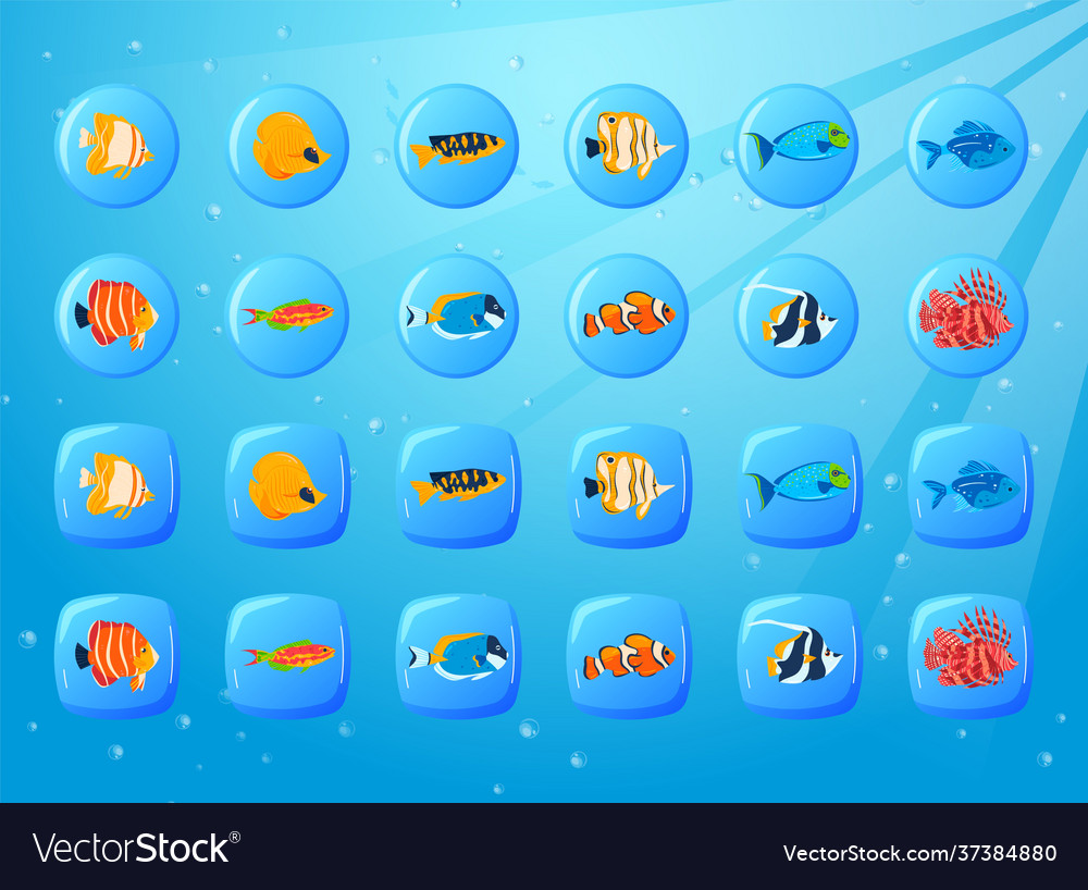 Fish game ocean underwater cell round graphic