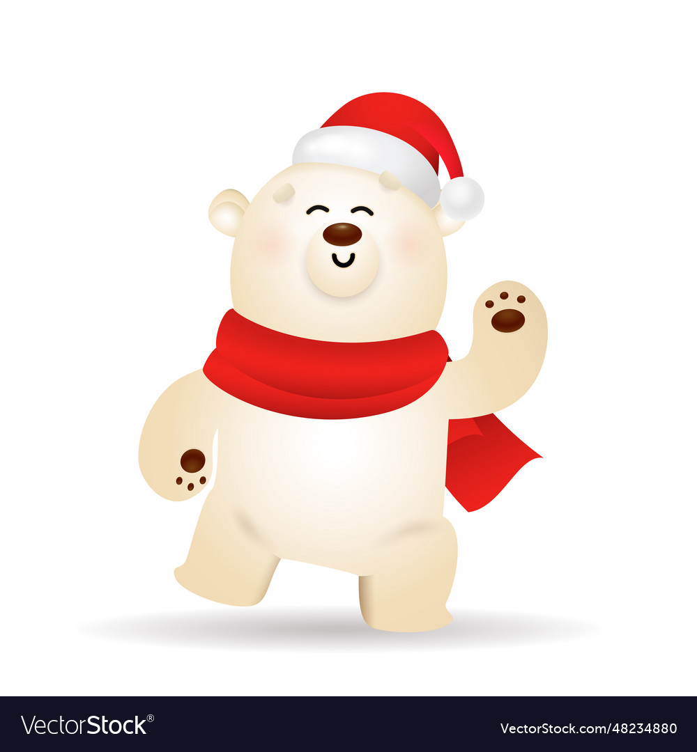 Happy polar bear celebrating xmas