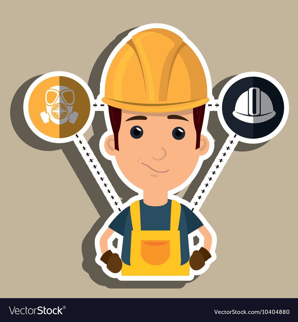 Man worker helmet gloves Royalty Free Vector Image