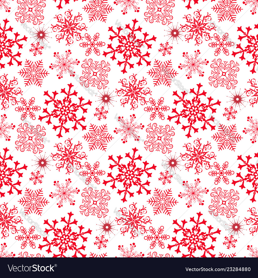 Monochrome seamless christmas pattern with red