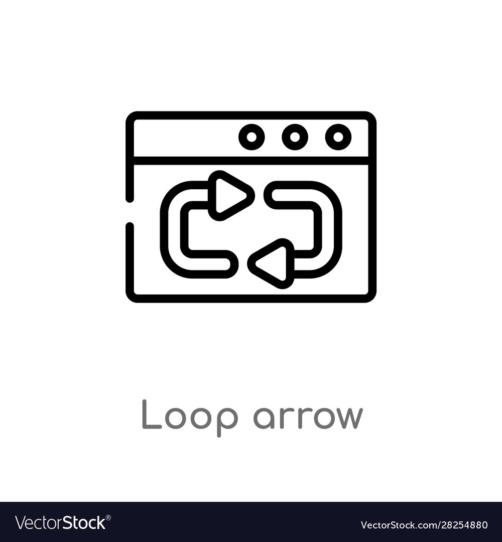 Outline loop arrow icon isolated black simple vector image Outline loop arrow icon isolated black simple