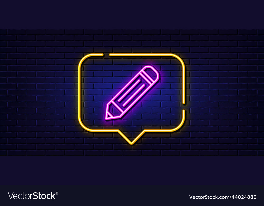 Pencil line icon edit sign neon light speech