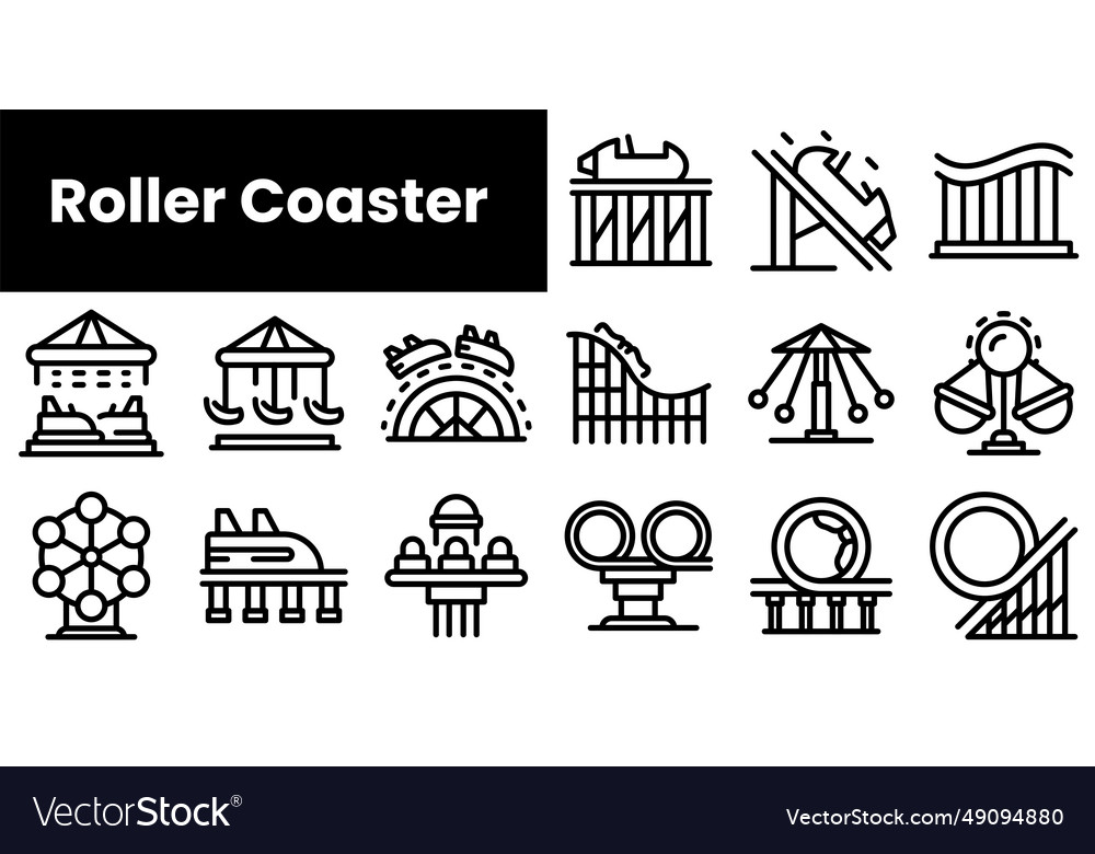 Set of outline roller coaster icons Royalty Free Vector