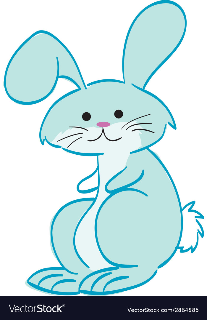 A happy blue rabbit on white background Royalty Free Vector