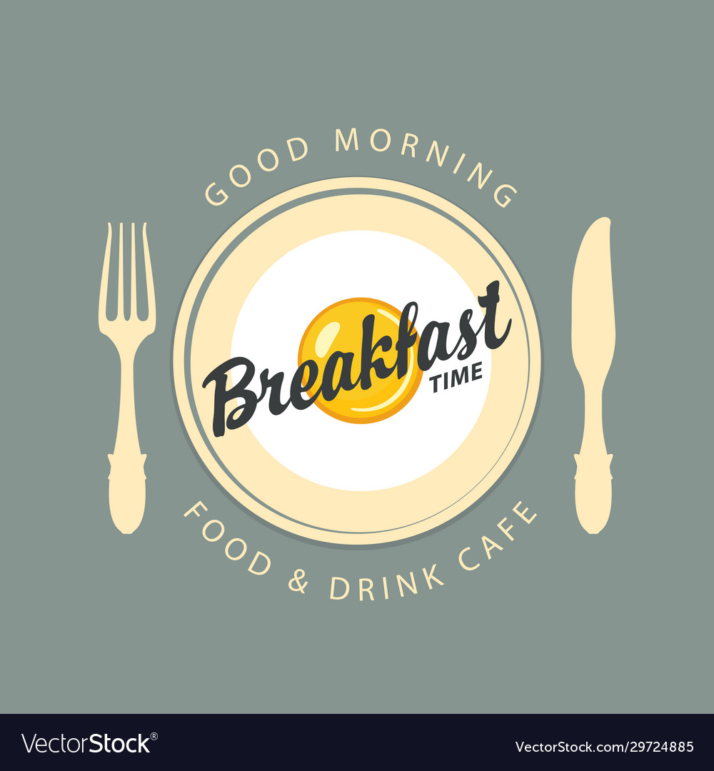 Breakfast banner with fried egg fork and knife Vector Image