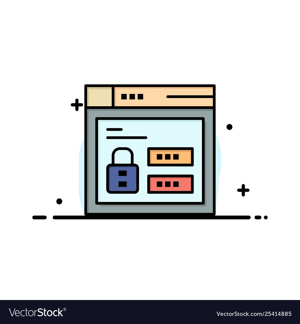 Browser web lock code business flat line filled vector image Browser web lock code business flat line filled