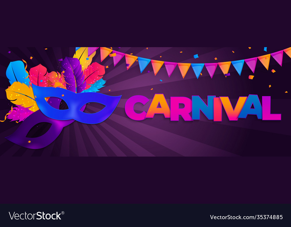 Carnaval Backgroundtraditional Mask With Feathers Vector Image