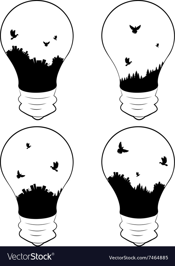 City In A Lightbulb Royalty Free Vector Image Vectorstock