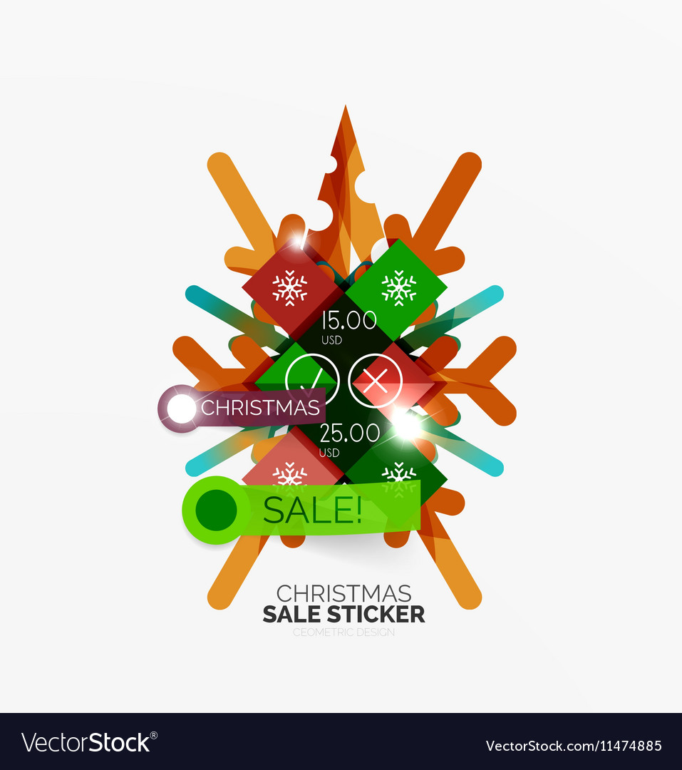 Geometric christmas sale stickers Royalty Free Vector Image