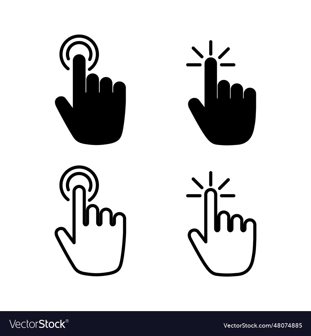 Hand click icon clicking finger icon pointer icon Vector Image