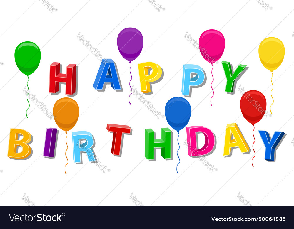 Happy birthday inscription text 3d stock Vector Image