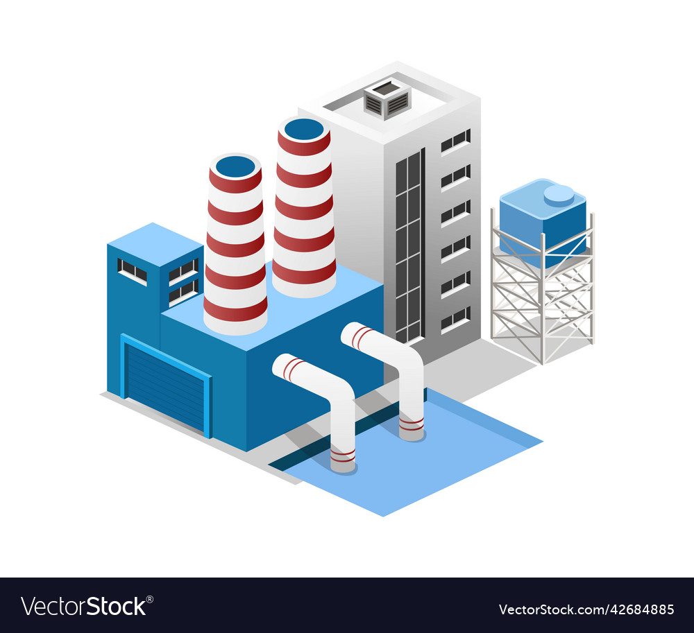 Isometric flat concept factory office