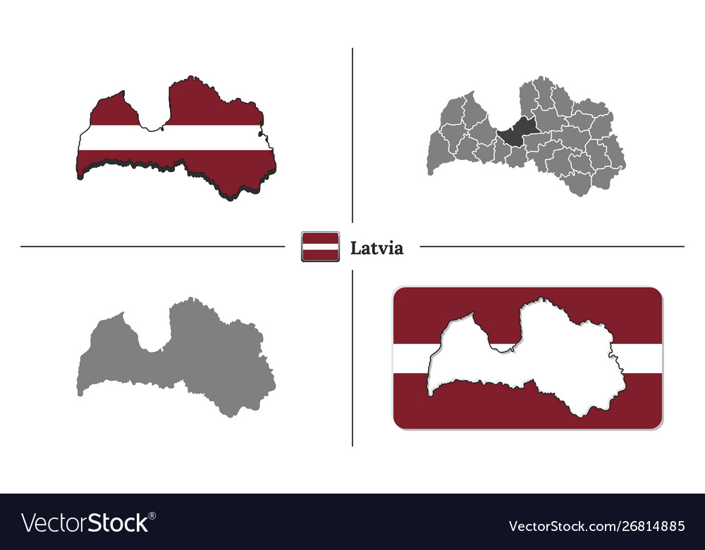 Karte latvia mit nationaler Flagge und Staat vector image Karte latvia mit nationaler Flagge und Staat