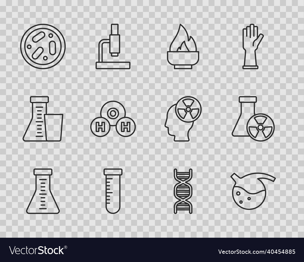 Set line test tube and flask alcohol or spirit