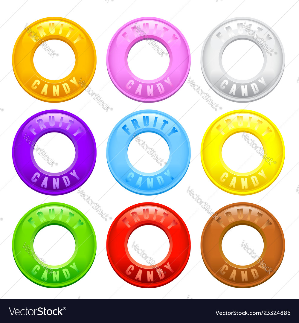 Set of colorful fruity flavored ring shaped candy Vector Image