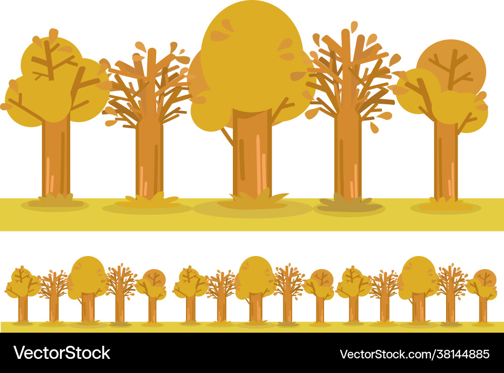 Trees in autumn isolated seamless banner Vector Image