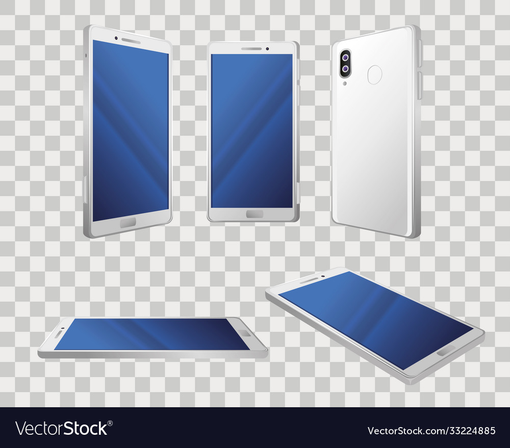 Views different realistic smartphones mockup Vector Image