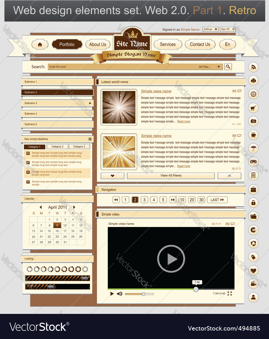 Web design set retro 1