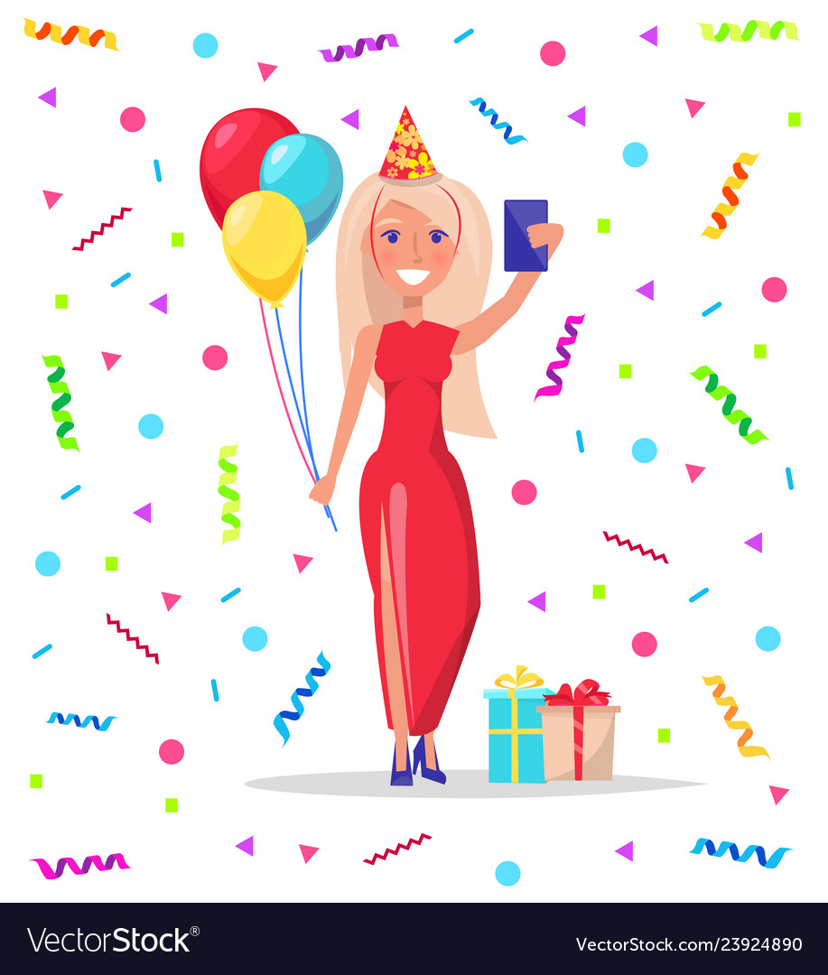 Blonde Frau im langen roten Kleid festliche Hut Boxen vector image Blonde Frau im langen roten Kleid festliche Hut Boxen