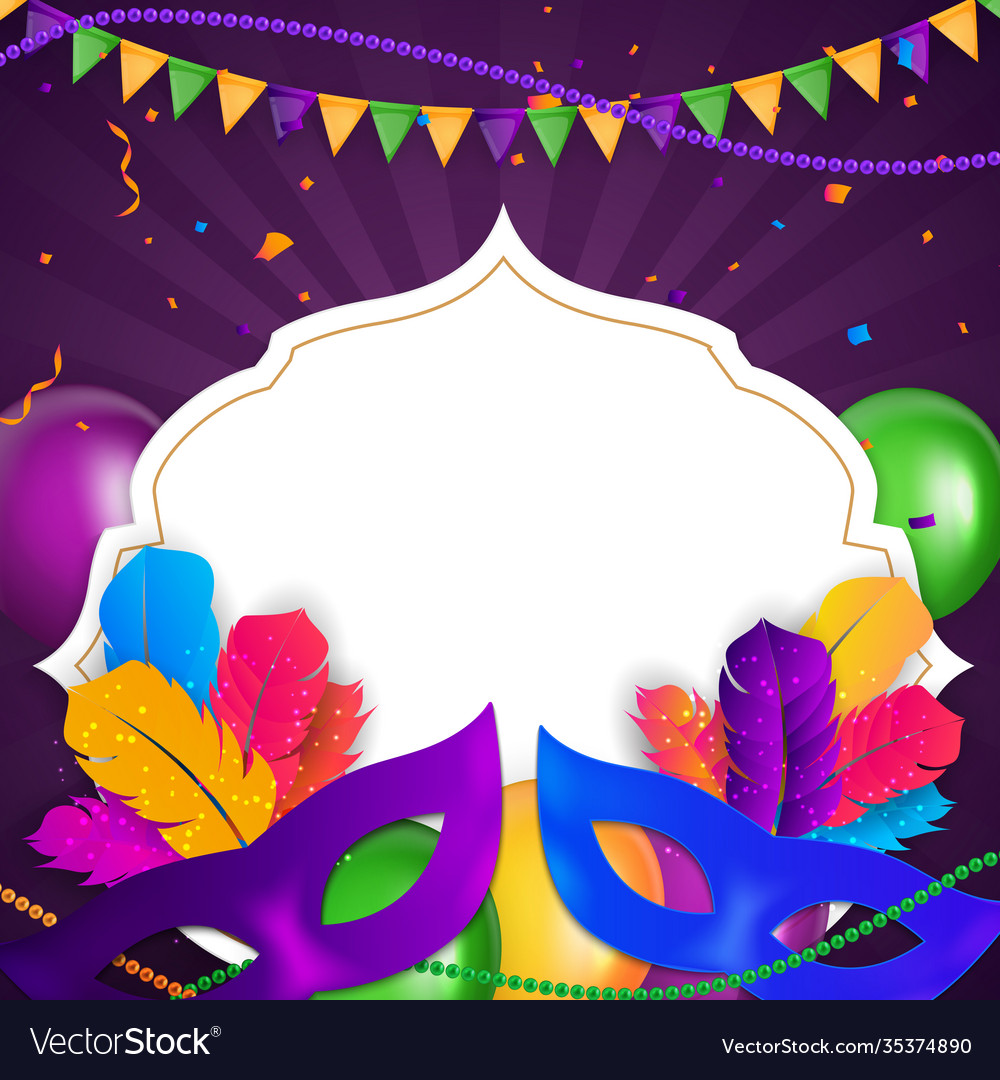 Carnaval backgroundtraditional mask with feathers Vector Image