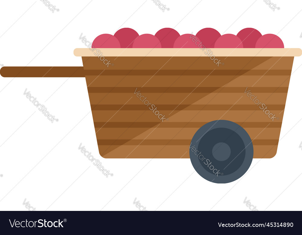 Farm wood cart icon flat garden farming Royalty Free Vector