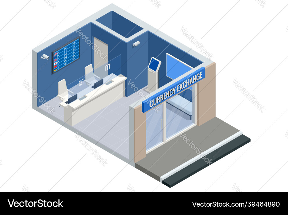 Flat bank information board with different flags Vector Image