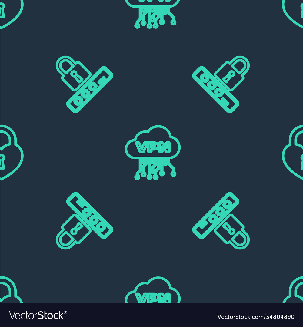 Set line cloud vpn interface password protection vector image Set line cloud vpn interface password protection