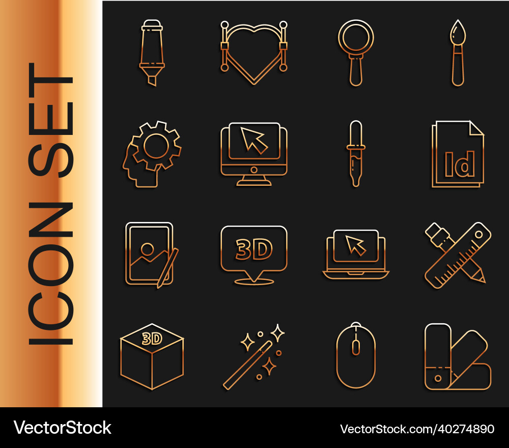 Set line color palette guide crossed ruler Vector Image