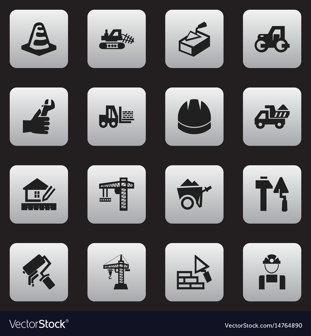 Set of 16 editable building icons includes