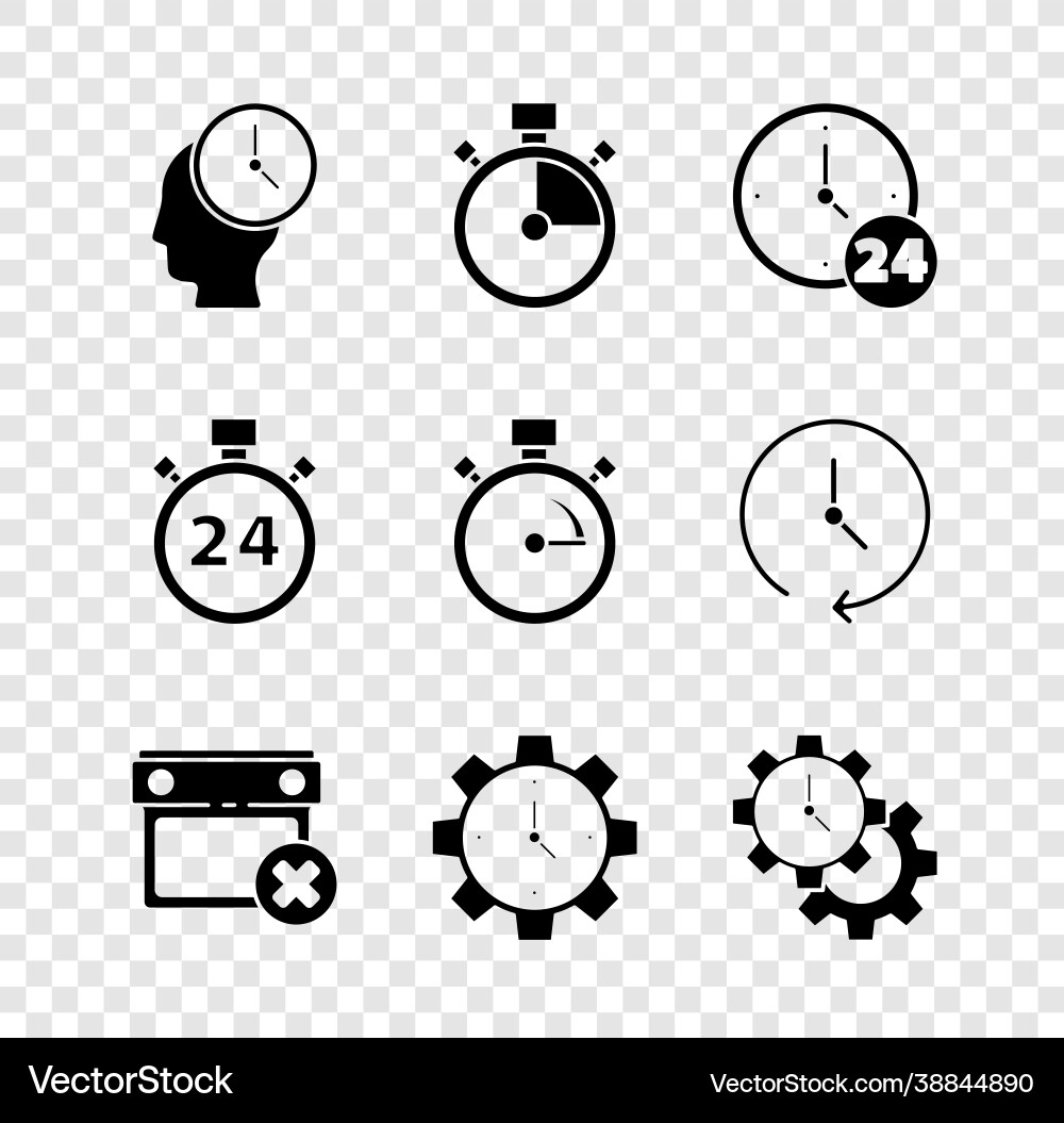 Set time management stopwatch clock 24 hours Vector Image