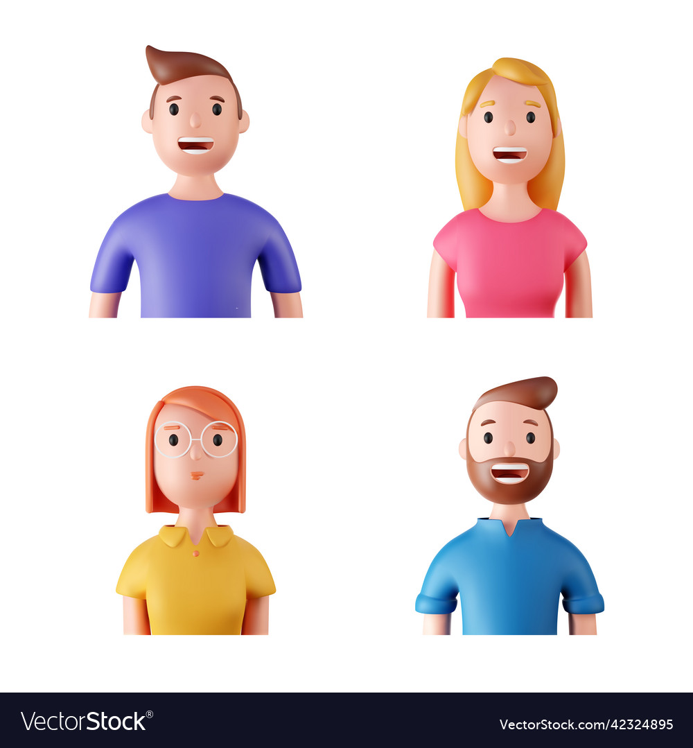 3d people set Royalty Free Vector Image - VectorStock