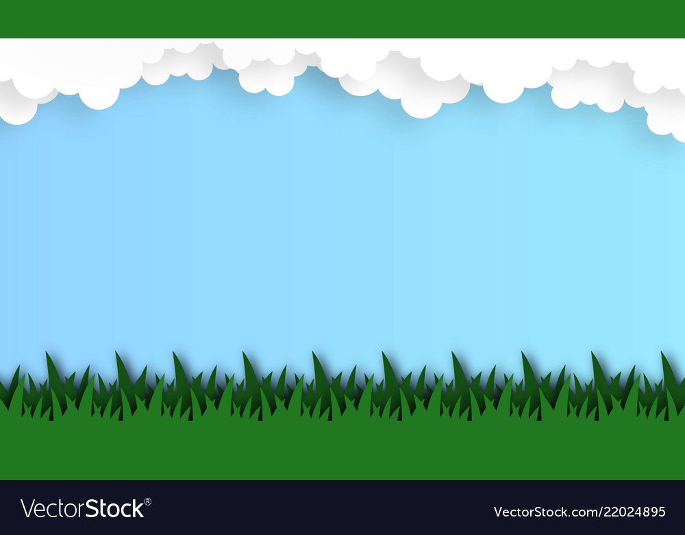 Abstract grass field with cloud background paper Vector Image