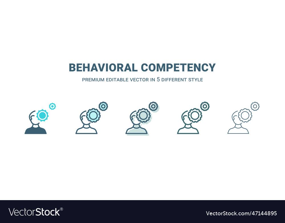 Behavioral competency icon in 5 different style Vector Image