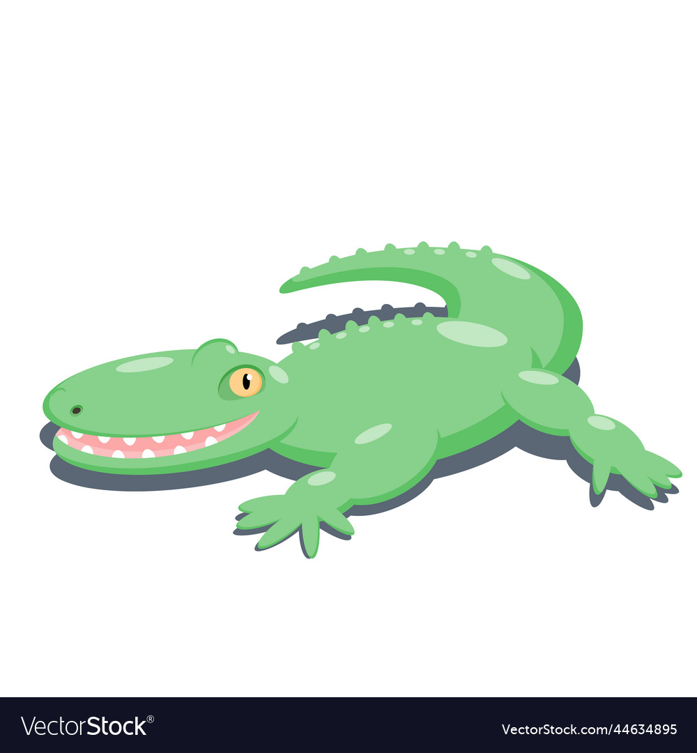 Crocodile Cartoon Character Minimalistic Green Vector Image