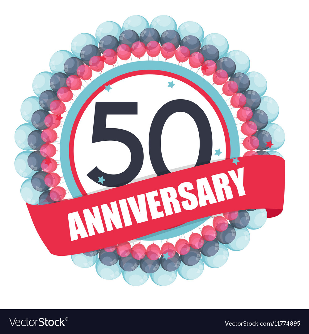 cute template 50 years anniversary with balloons vector image