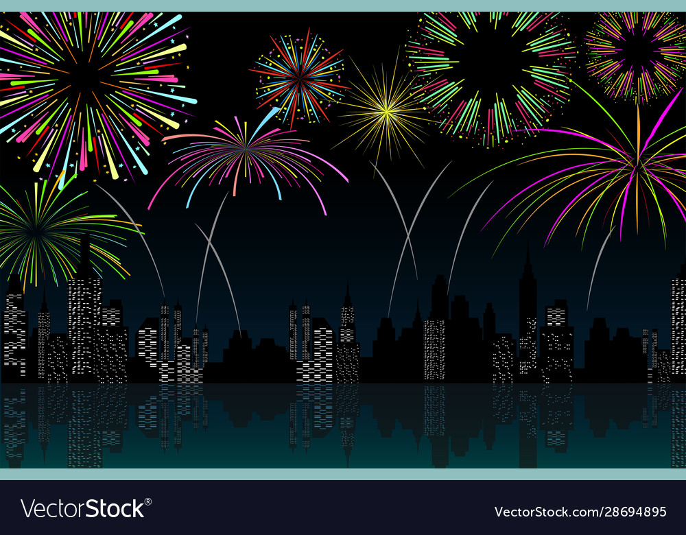 Festival colorful fireworks and rockets Royalty Free Vector