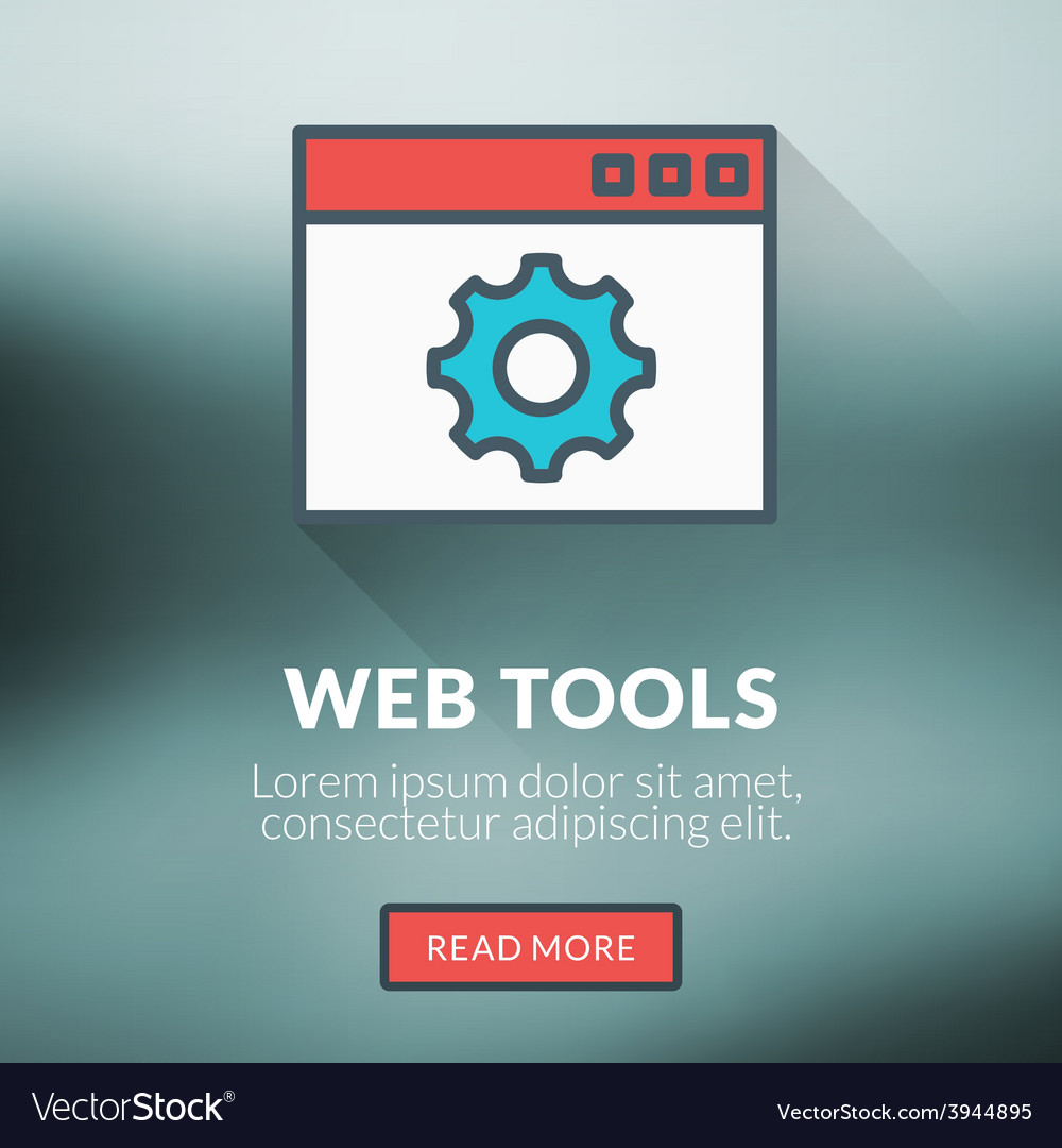 Flat design concept for web tools with blur