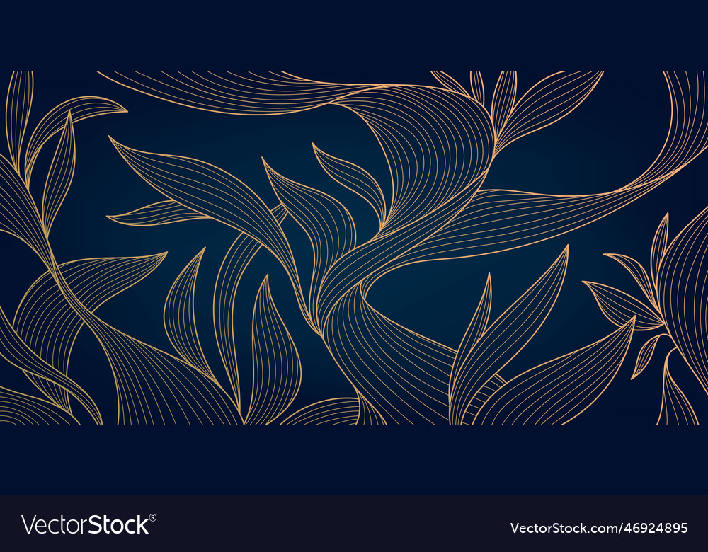 Golden leaves botanical modern art deco Royalty Free Vector