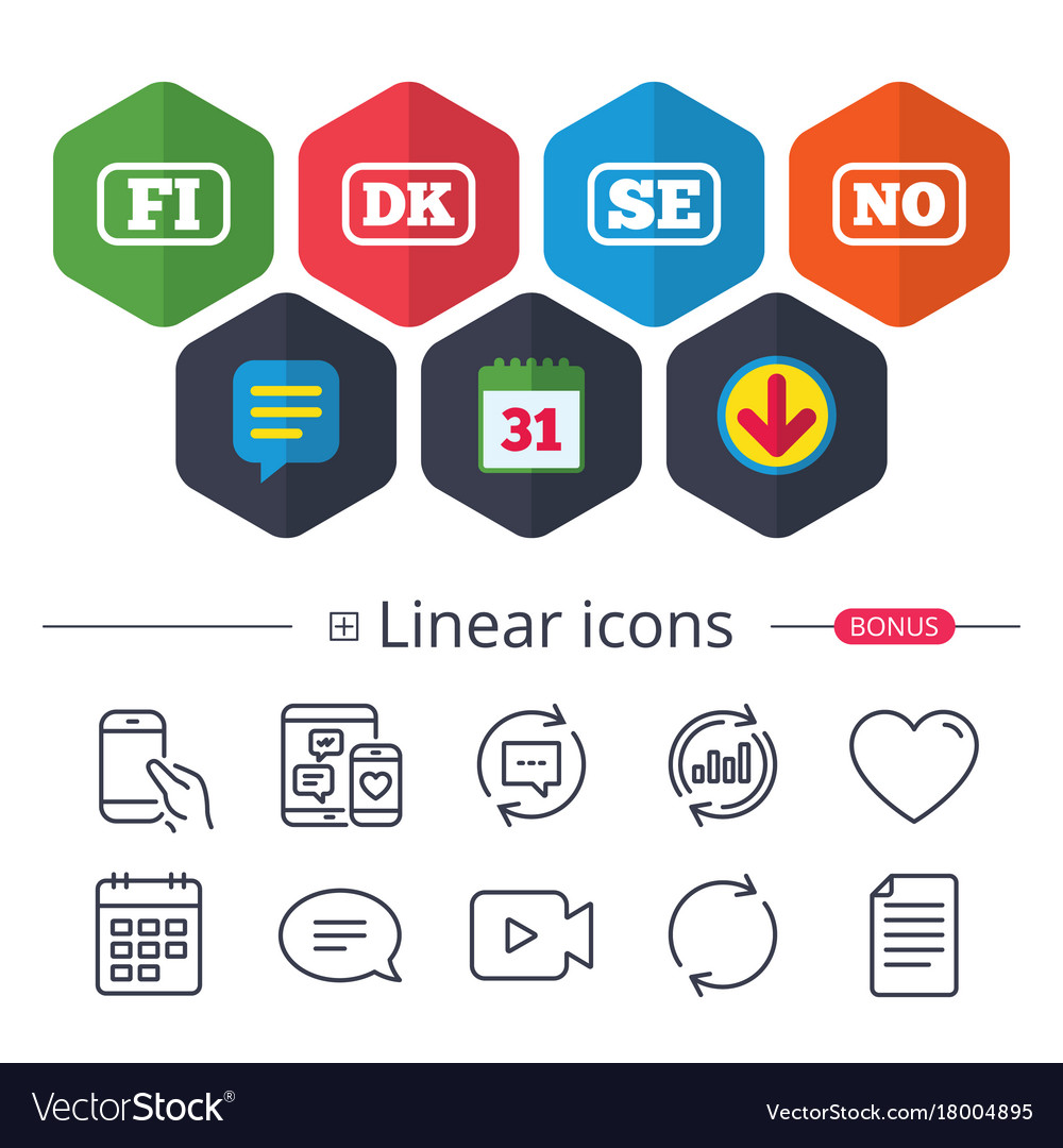Language icons fi dk se and no translation