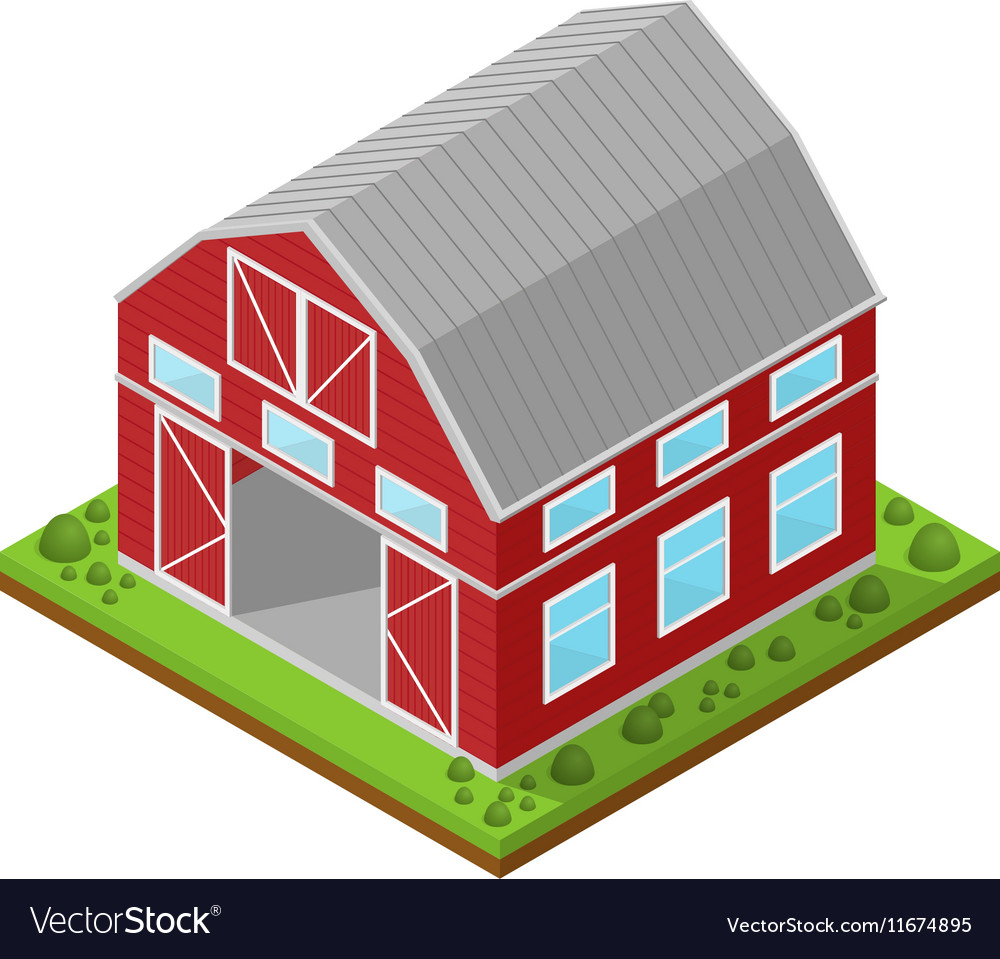 Red Farm House Isometric View Royalty Free Vector Image Red Farm House Isometric View Vector Image