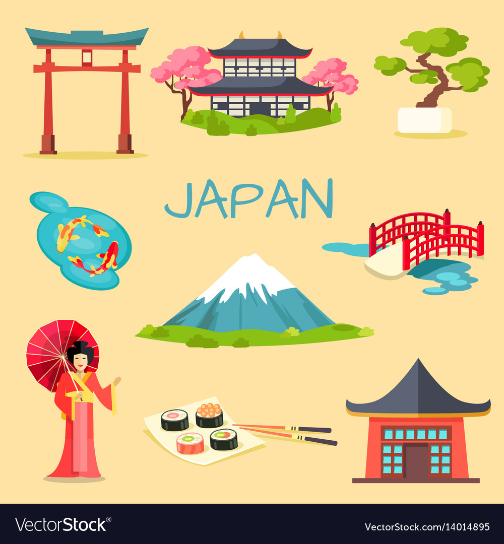 National Symbols Of Japan Wikipedia Set japanese national symbols Royalty Free Vector Image