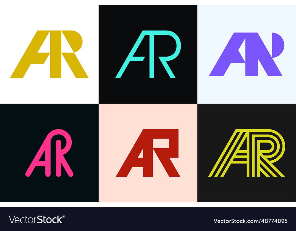 Set of letter ar logos Royalty Free Vector Image