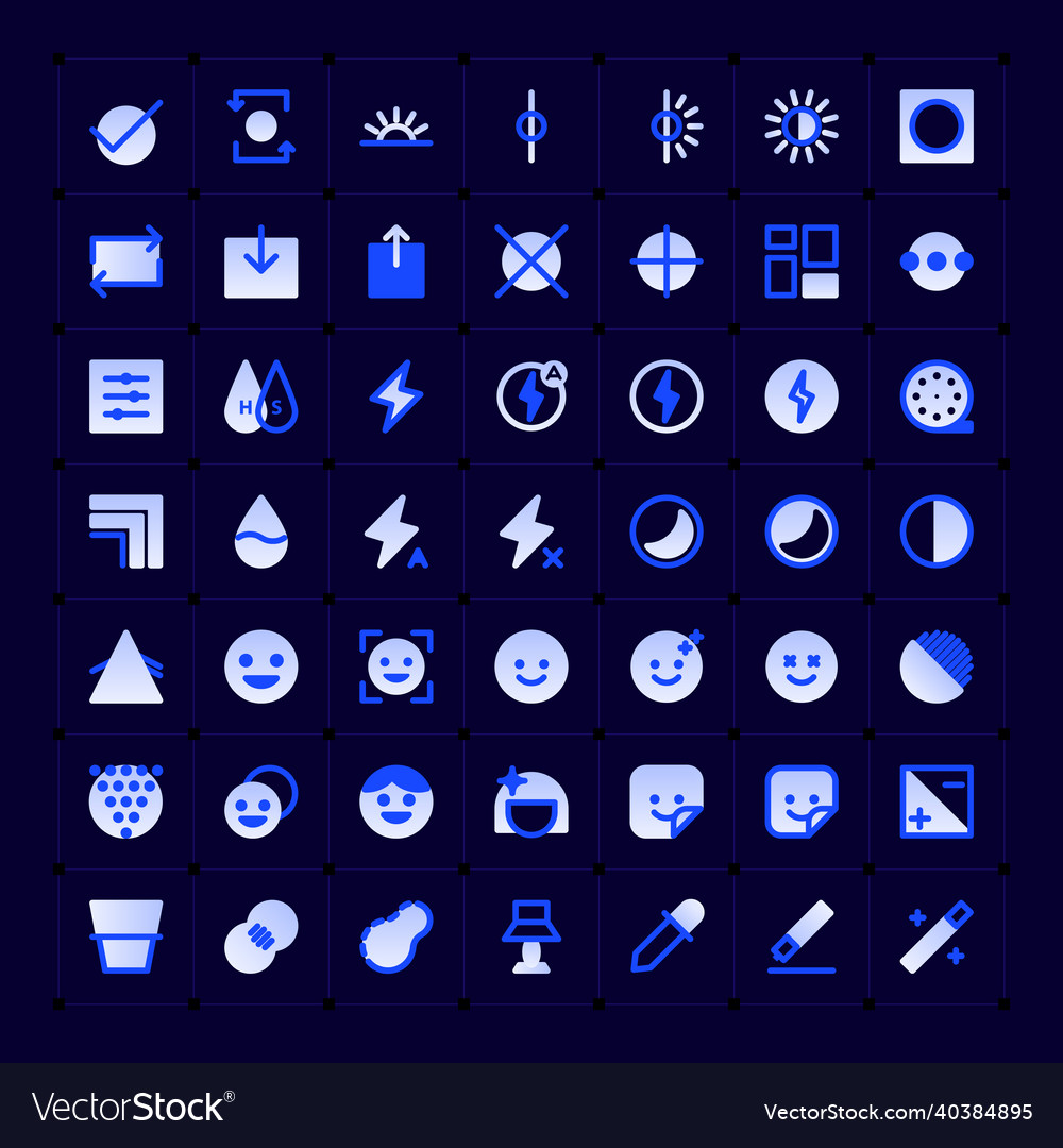 Thin line image editing icons vector image Thin line image editing icons