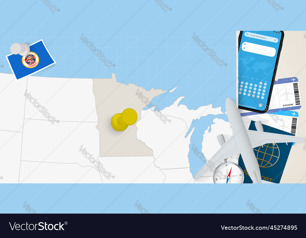 Travel to minnesota concept map with pin