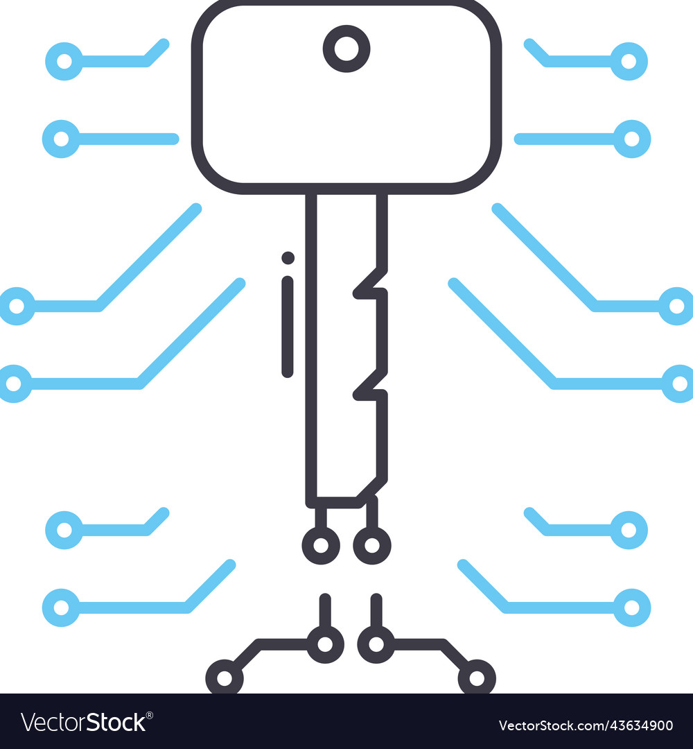 Cryptography technology line icon outline symbol vector image Cryptography technology line icon outline symbol