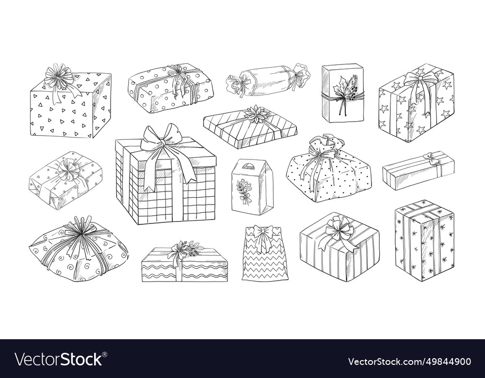 Doodle gift box birthday or christmas present Vector Image