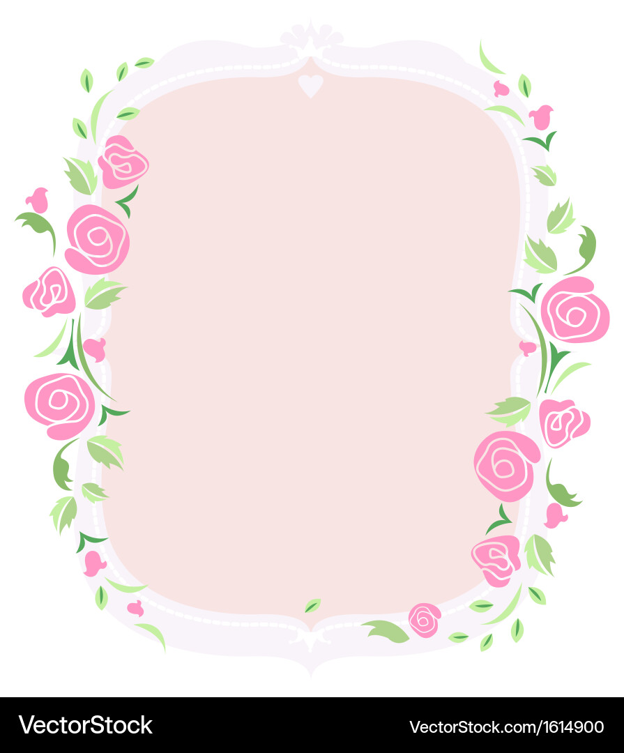 Elegant Pink Rose Frame Royalty Free Vector Image